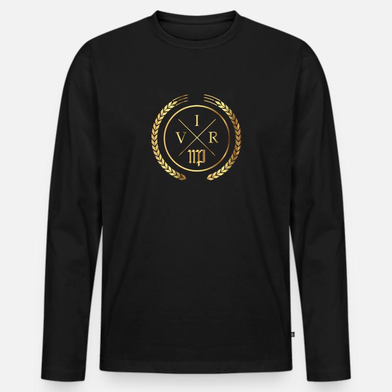Jungfrau Sternzeichen | "VIR" männliche Version - Männer Premium Bio Langarmshirt - Schwarz