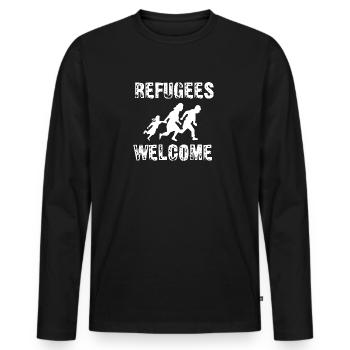 Refugees Welcome - Men's Premium Organic Long Sleeve Shirt - black - Front - Nico (187cm)