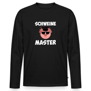 Schweine Master lustiger Studenten Spruch - Männer Premium Bio Langarmshirt - Schwarz - Vorne - Nico (187cm)