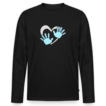Empreinte de main de cœur de bébé - T-shirt manches longues Premium bio Homme - noir - Devant - Nico (187cm)