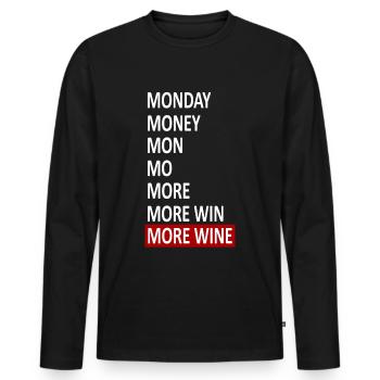 vin présent PLUS VIN - T-shirt manches longues Premium bio Homme - noir - Devant - Nico (187cm)