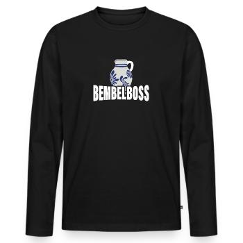 Bembelboss Apfelwein Äppler Ebbelwoi - Männer Premium Bio Langarmshirt - Schwarz - Vorne - Nico (187cm)