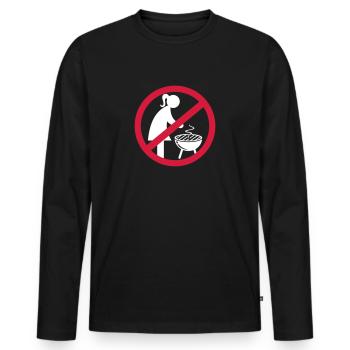 GEEN MEISJES BIJ DE GRILL - Mannen Premium Bio shirt met lange mouwen - zwart - Voor - Nico (187cm)