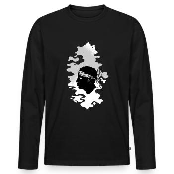Drapeau Corse Drapeau Corse Corse Corse - T-shirt manches longues Premium bio Homme - noir - Devant - Nico (187cm)