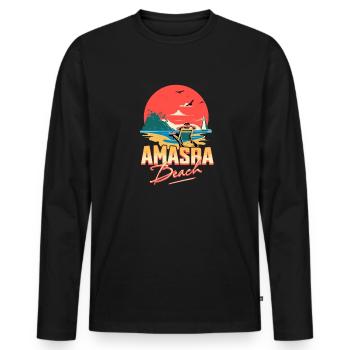 Amasra Beach Dream - 74 Bartin Turkey Gift Idea - Men's Premium Organic Long Sleeve Shirt - black - Front - Nico (187cm)