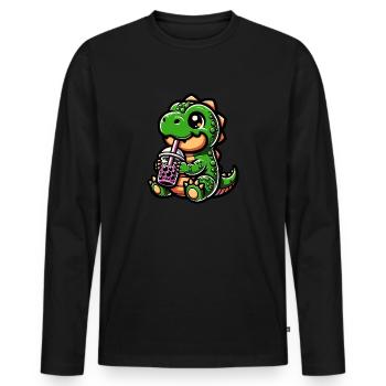Bubble Tea T-Rex Boba Tea Kawaii Geschenk - Männer Premium Bio Langarmshirt - Schwarz - Vorne - Nico (187cm)
