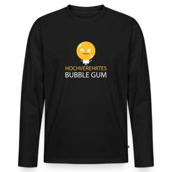 Kaugummi mit Publikum - Männer Premium Bio Langarmshirt - Schwarz - Vorne - Nico (187cm)