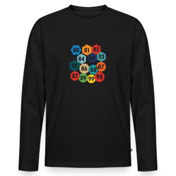 80er Jahre Autoaufkleber - Männer Premium Bio Langarmshirt - Schwarz - Vorne - Nico (187cm)