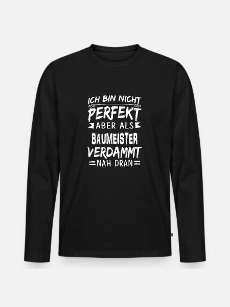 BAUMEISTER - Männer Premium Bio Langarmshirt - Schwarz