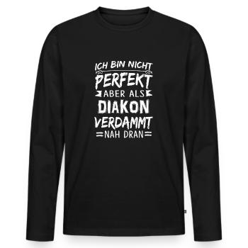DIAKON - Männer Premium Bio Langarmshirt - Schwarz - Vorne - Nico (187cm)