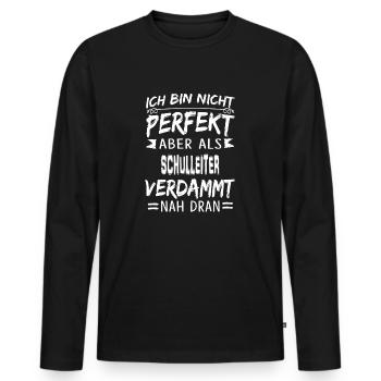SCHULLEITER - Männer Premium Bio Langarmshirt - Schwarz - Vorne - Nico (187cm)
