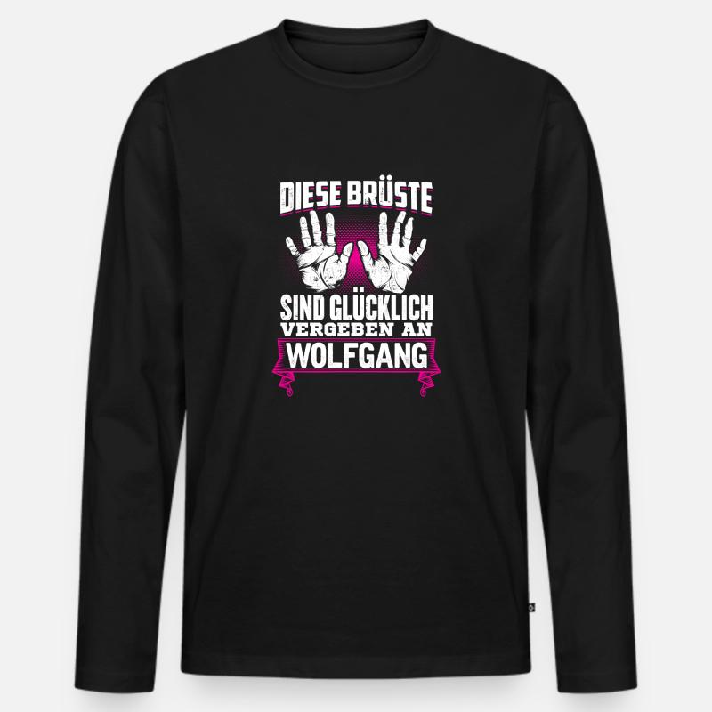WOLFGANG - Brüste - Männer Premium Bio Langarmshirt - Schwarz
