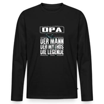 OPA - Mythos - Männer Premium Bio Langarmshirt - Schwarz - Vorne - Nico (187cm)
