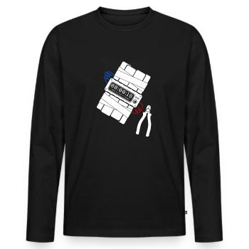 Bombe - Zange - Draht - blau & rot - Männer Premium Bio Langarmshirt - Schwarz - Vorne - Nico (187cm)