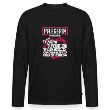 PFLEGERIN - duden - Männer Premium Bio Langarmshirt - Schwarz - Vorne - Nico (187cm)