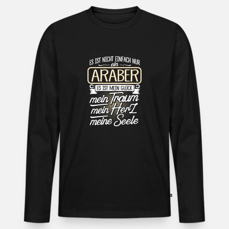 ARABER - Herz - Männer Premium Bio Langarmshirt - Schwarz