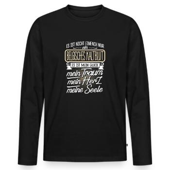 BELGISCHES-KALTBLUT- Herz - Männer Premium Bio Langarmshirt - Schwarz - Vorne - Nico (187cm)