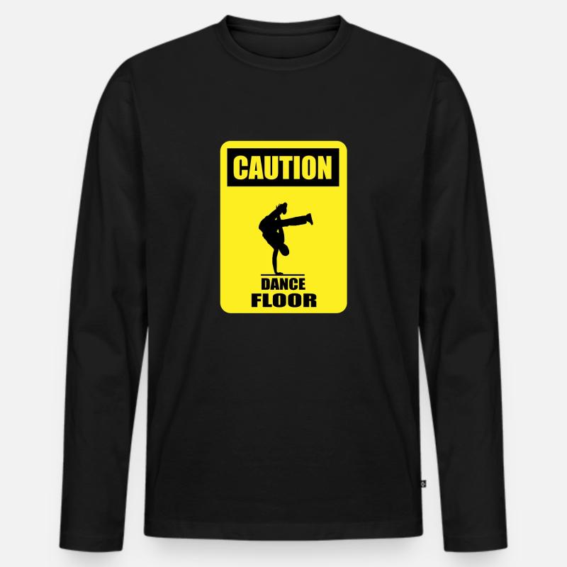 CAUTION - Dance Floor - Männer Premium Bio Langarmshirt - Schwarz