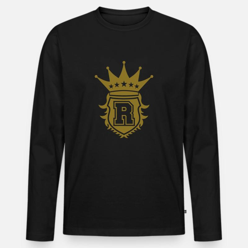 R Crest - Männer Premium Bio Langarmshirt - Schwarz