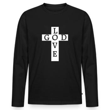 Jésus-Christ Dieu Dieu - T-shirt manches longues Premium bio Homme - noir - Devant - Nico (187cm)