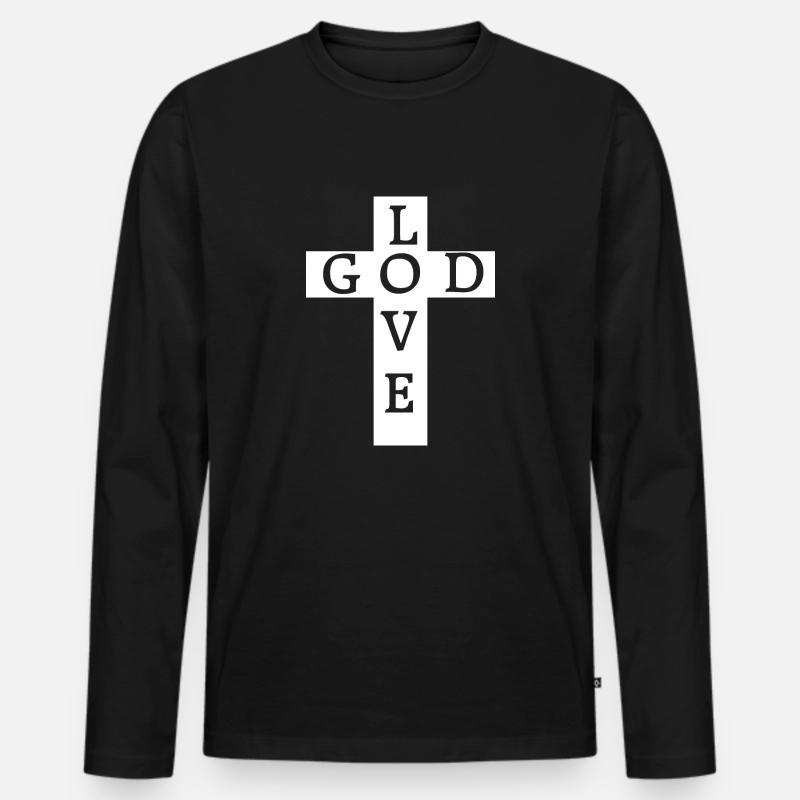 Jesus Christ Gott God - Männer Premium Bio Langarmshirt - Schwarz