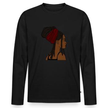 Rasta Femme Afro Melanin africaine - T-shirt manches longues Premium bio Homme - noir - Devant - Nico (187cm)