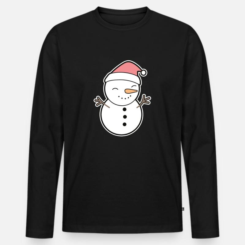 Schneemann - Männer Premium Bio Langarmshirt - Schwarz