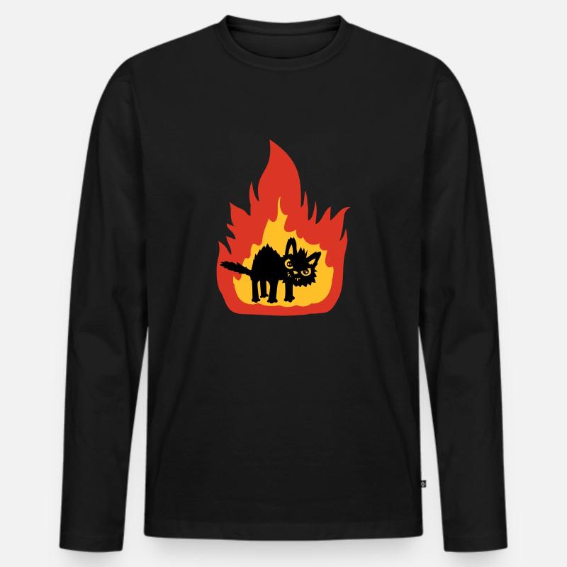 Brennende heiße Katze - Männer Premium Bio Langarmshirt - Schwarz