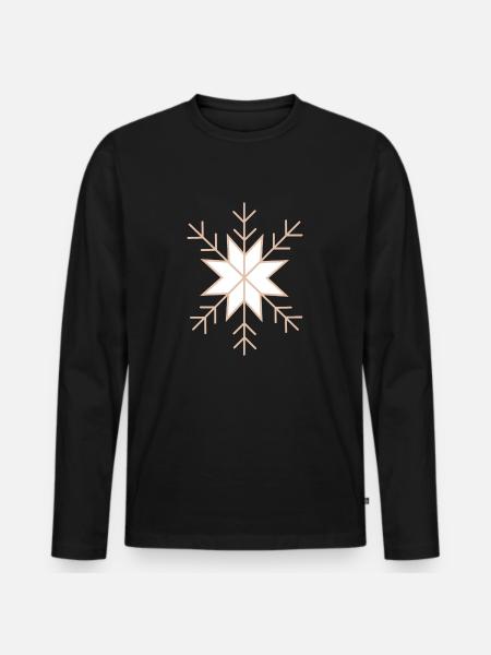 Schneeflocken - Männer Premium Bio Langarmshirt - Schwarz