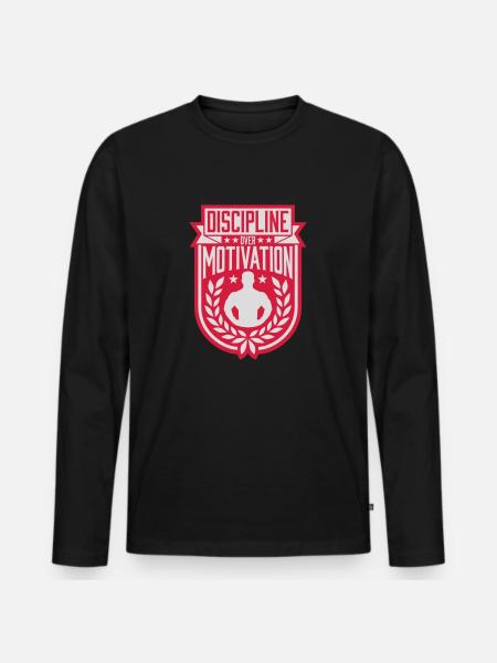 discipline over motivation quote - Men's Premium Organic Long Sleeve Shirt - black
