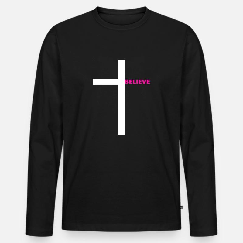 Believe - Männer Premium Bio Langarmshirt - Schwarz