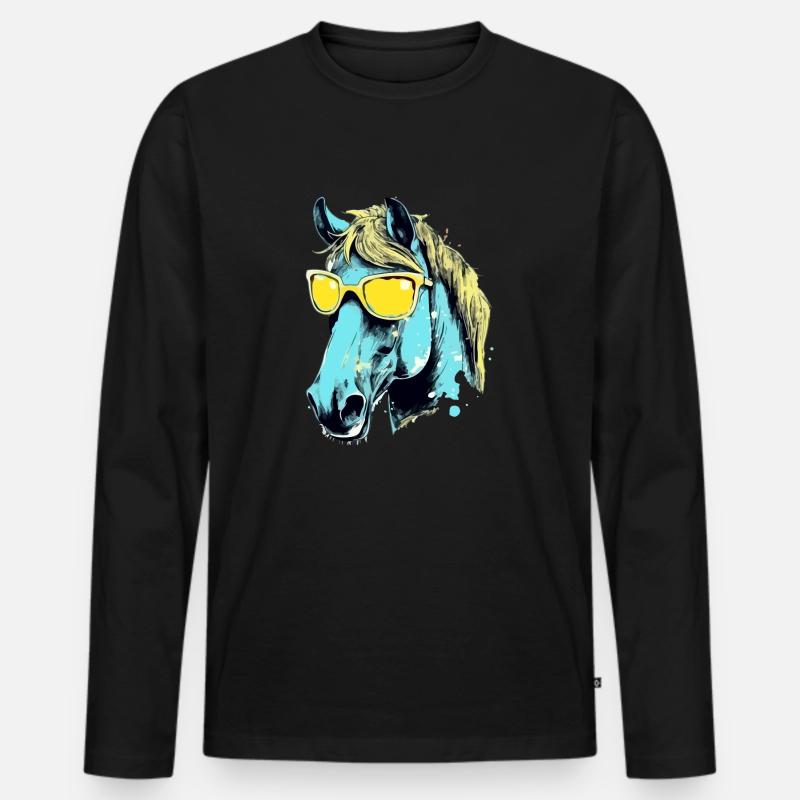 Toto, das bebrillte Pferd - Männer Premium Bio Langarmshirt - Schwarz