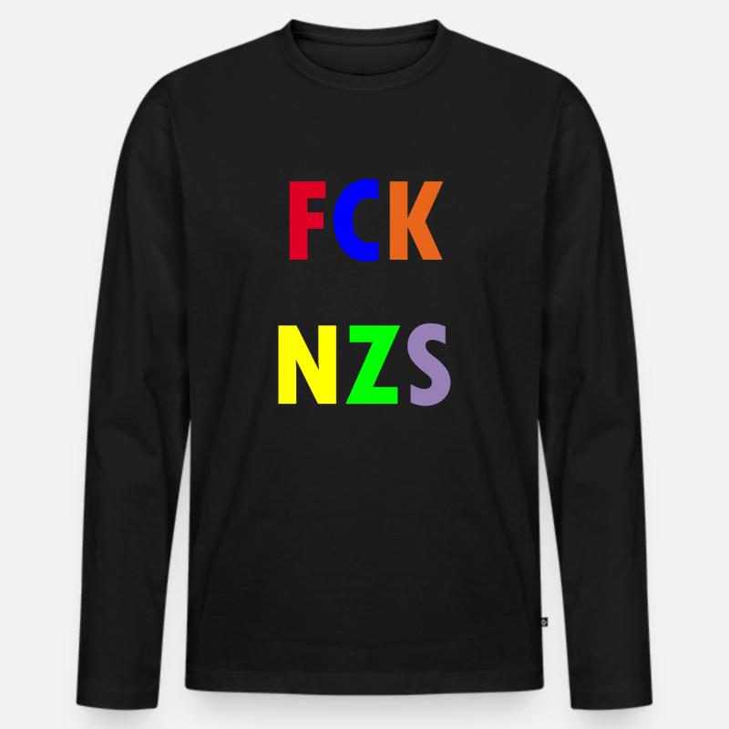 FCK NZS - Männer Premium Bio Langarmshirt - Schwarz