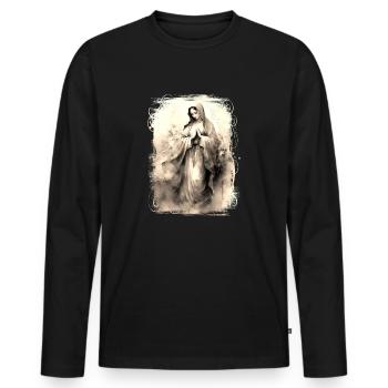 Holly Mary Maria Madonna Mariana Virgin Mary Holy - Men's Premium Organic Long Sleeve Shirt - black - Front - Nico (187cm)