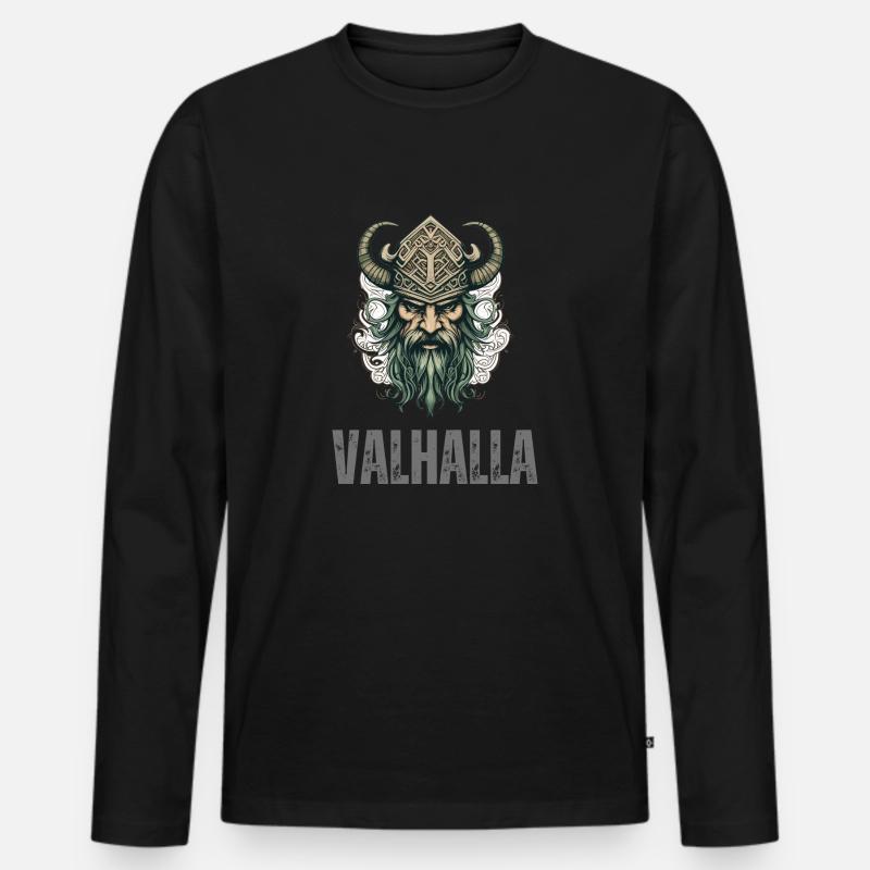 König der Wikinger - Männer Premium Bio Langarmshirt - Schwarz