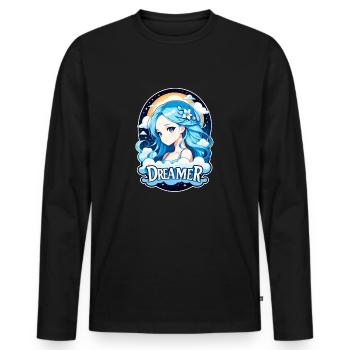 rêver - rêveur - rêveuse - rêve - rêverie - T-shirt manches longues Premium bio Homme - noir - Devant - Nico (187cm)