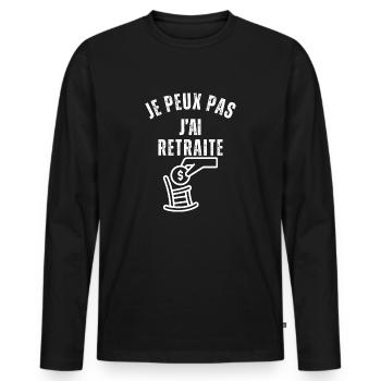 Ich kann mich nicht in einem Wohnmobil zur Ruhe setzen - Männer Premium Bio Langarmshirt - Schwarz - Vorne - Nico (187cm)