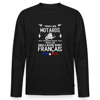 DIE BESTEN BIKERINNEN SIND BELGIER - Männer Premium Bio Langarmshirt - Schwarz - Vorne - Nico (187cm)