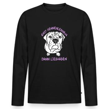 First get to know each other, then love - Bulldog - Men's Premium Organic Long Sleeve Shirt - black - Front - Nico (187cm)
