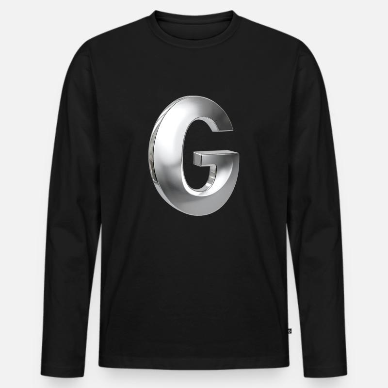 Chrome ,, G " Metallic - Männer Premium Bio Langarmshirt - Schwarz