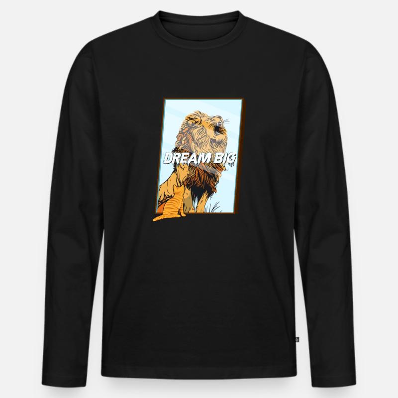 Dream Big Katze Löwe - Männer Premium Bio Langarmshirt - Schwarz