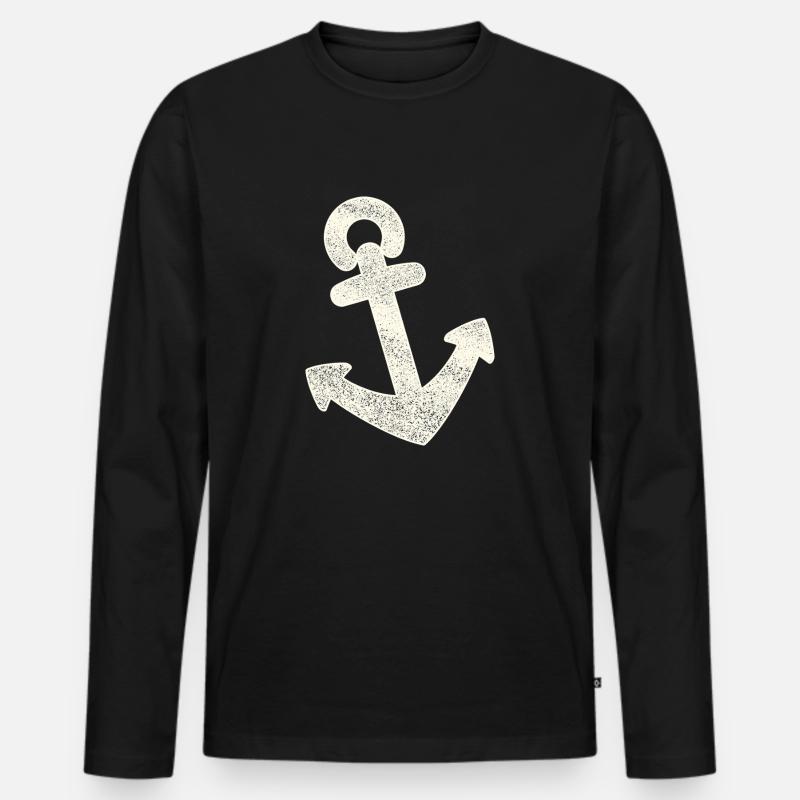 Anker distressed - Männer Premium Bio Langarmshirt - Schwarz