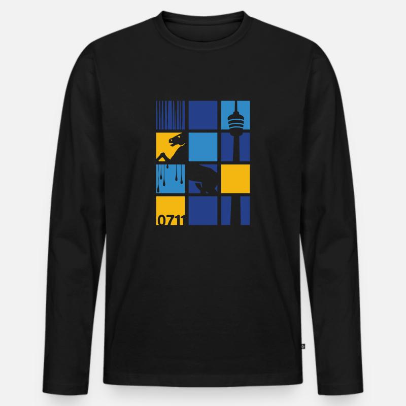 0711 - Männer Premium Bio Langarmshirt - Schwarz