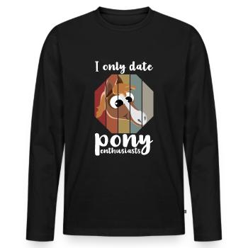 JE NE SORS QU’AVEC DES PASSIONNÉS DE PONEYS - T-shirt manches longues Premium bio Homme - noir - Devant - Nico (187cm)
