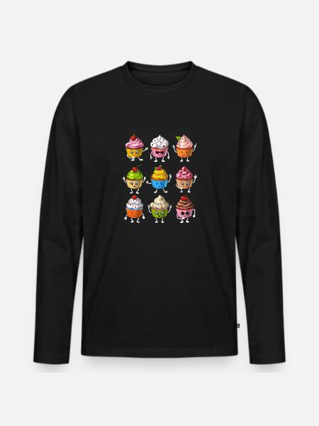 Funny Cupcakes - Men's Premium Organic Long Sleeve Shirt - black