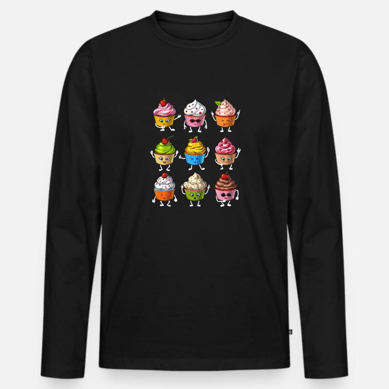 Lustige Cupcakes - Männer Premium Bio Langarmshirt - Schwarz