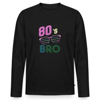 80s bro 80s retro vintage gift idea - Men's Premium Organic Long Sleeve Shirt - black - Front - Nico (187cm)