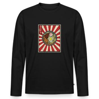 Ramen Vintage Retro Japanische Küche Essen - Männer Premium Bio Langarmshirt - Schwarz - Vorne - Nico (187cm)