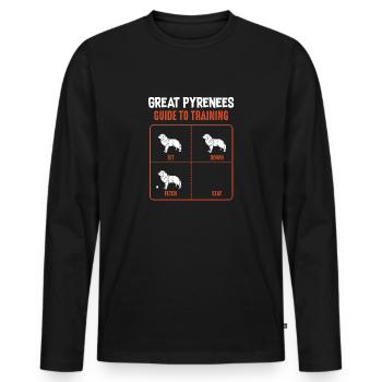 Great Pyrenees Guide To Training Pyrenees Mountain Dog - Men's Premium Organic Long Sleeve Shirt - black - Front - Nico (187cm)