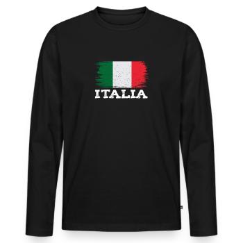 Italy Italia flag vintage sporting events - Men's Premium Organic Long Sleeve Shirt - black - Front - Nico (187cm)